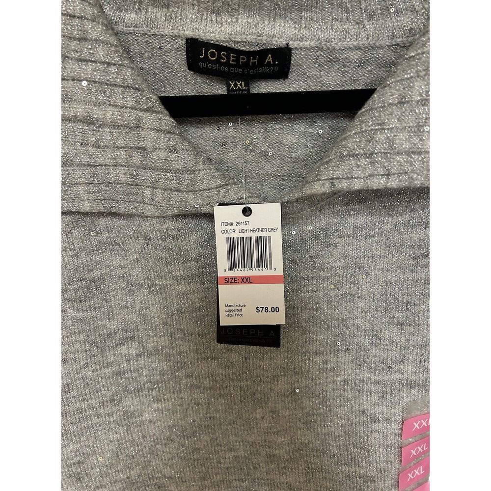 *NWT* Joseph A. (Size XXL)Light Heather Gray Metallic‎ Sparkle Boat Neck Sweater
